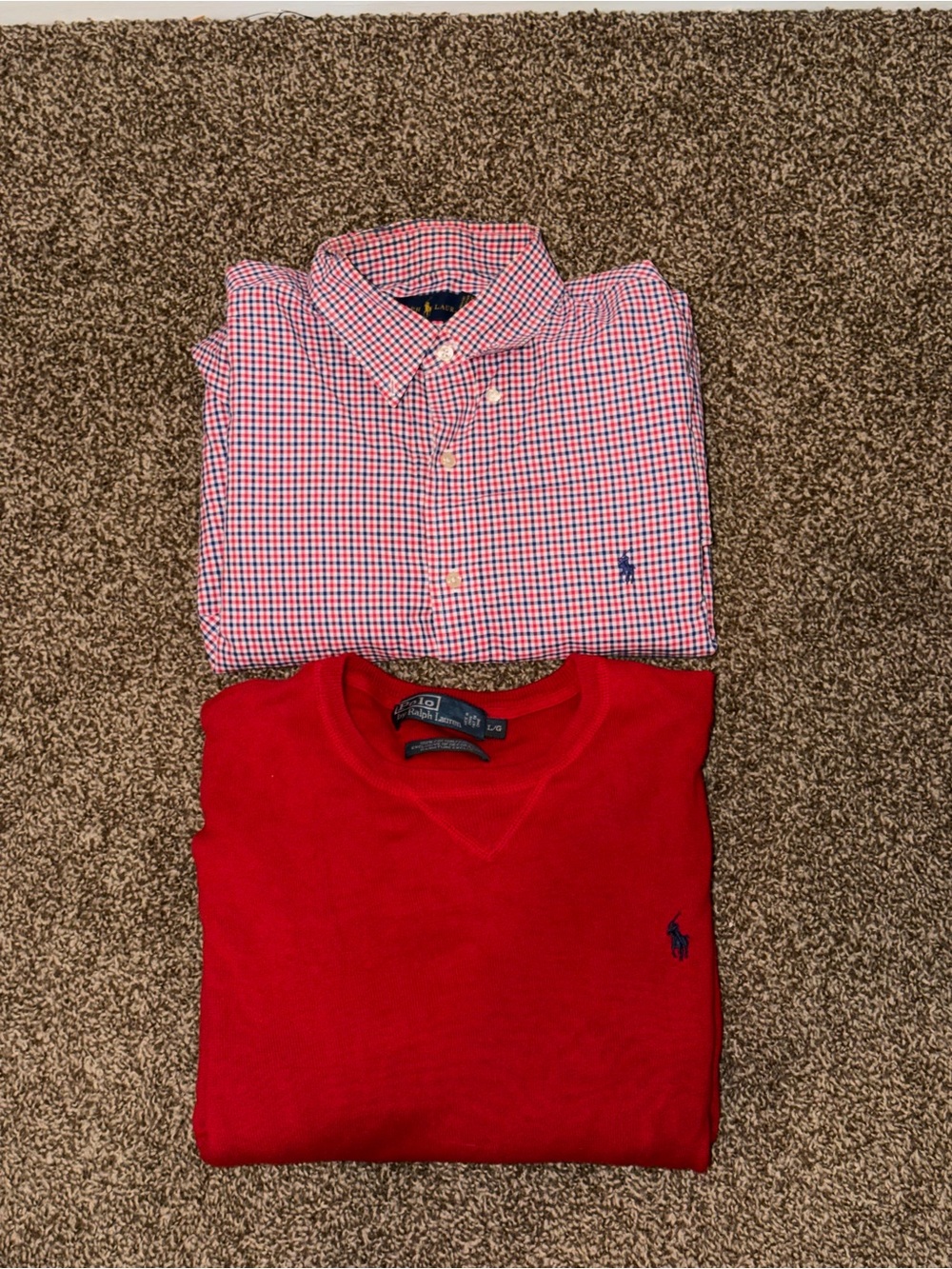Polo by Ralph Lauren Men’s Red Pullover Sweater and Pink Button Down